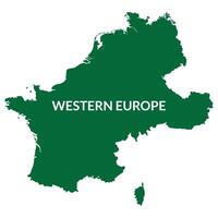 Western Europe country Map. Map of Western Europe in green color. vector