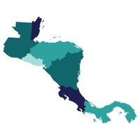 Central America country Map. Map of Central America in multicolor. vector