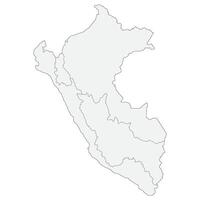 Peru map. Map of Peru in three main regions in white color vector