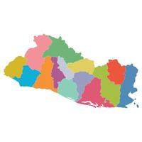 El Salvador map. Map of El Salvador in administrative provinces in multicolor vector