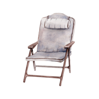 hopfällbar camping stol. möbel Utrustning hand dragen element för äventyr, turism, turnera, utomhus, 4x4 terrängkörning, camping mönster. vattenfärg illustration isolerat på transparent bakgrund png