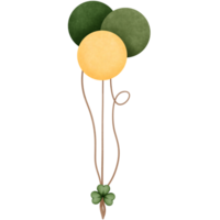 Festive balloons in St patricks day colors watercolor clipart. png