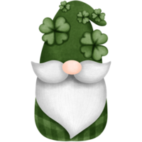 Cute adorable watercolor st patricks day gnome with clovers clipart, Hand drawn cute character illustration. png