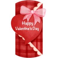 rojo regalo caja con corazón y rosado cinta arco clipart, acuarela contento san valentin día regalos ilustración. png