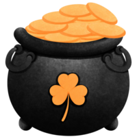 pott av guld mynt vattenfärg ClipArt, st patricks dag illustration. png