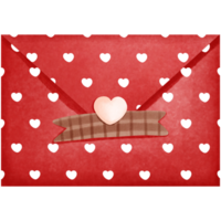 aquarelle ancien Valentin lettre clipart, rouge courrier avec cœur illustration. png