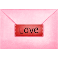 Watercolor pink envelope with love tag clipart, Hand drawn watercolor illustration, Love letter for valentines day. png