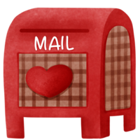 rojo enamorado buzón clipart, acuarela san valentin día correo enviar caja ilustración. png