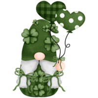 süß bezaubernd Aquarell Gnom st Patricks Tag mit Luftballons Clip Art, Hand gezeichnet süß Charakter Illustration. png