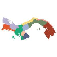 Panama map. Map of Panama in ten main regions in multicolor vector