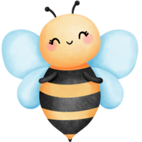 Little bee watercolor clipart, A cartoon illustration of love and happiness. png