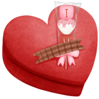 rouge cœur cadeau boîte avec guimauves clipart, aquarelle Valentin cadeaux illustration. png