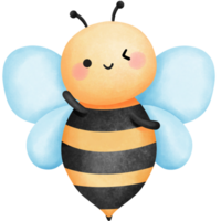 Cute bee watercolor clipart, Hand drawn baby animal illustration for springtime. png