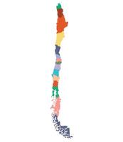 Chile map. Map of Chile in administrative provinces in multicolor vector