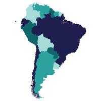 South America country Map. Map of South America in multicolor. vector