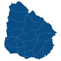 Uruguay map. Map of Uruguay in administrative provinces in blue color vector