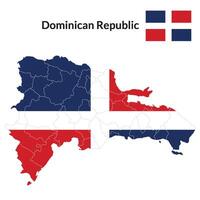 mapa de dominicano república con nacional bandera de dominicano república vector