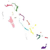 Bahamas map. Map of Bahamas in administrative provinces in multicolor vector