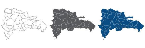 Dominican Republic map. Map of Dominican Republic in administrative provinces in set vector