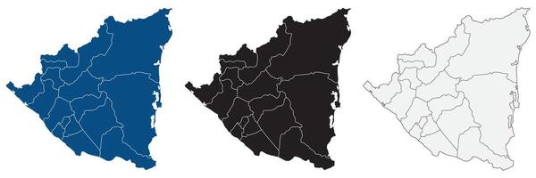 Nicaragua map. Map of Nicaragua in administrative provinces in set vector