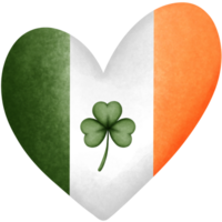 Watercolor irish heart shaped with clover clipart. png