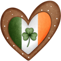 St patricks day cookie heart shaped in irish flag watercolor clipart. png