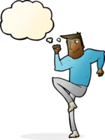 cartoon man jogging on spot with thought bubble png