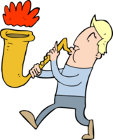 cartoon man blaast saxofoon png