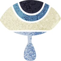 retro illustration style cartoon of a crying eye png