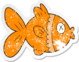 distressed sticker of a cartoon goldfish png