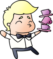 gradient cartoon illustration of a kawaii cute waiter png