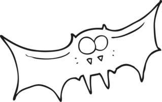 hand drawn black and white cartoon vampire bat png