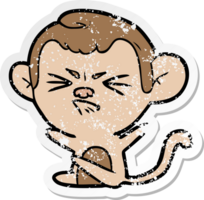 distressed sticker of a cartoon angry monkey png