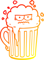 calentar degradado línea dibujo de un dibujos animados jarra de cerveza png