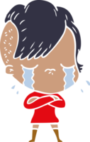 flat color style cartoon crying girl png