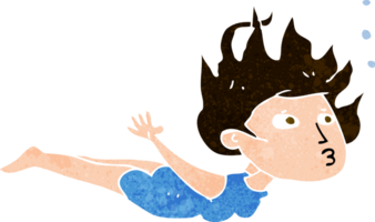 cartoon woman swimming underwater png