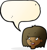 cartoon happy female face with speech bubble png