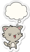 dessin animé content chat avec pensée bulle comme une imprimé autocollant png