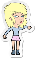 sticker of a cartoon woman playing it cool png