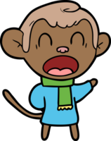gritando macaco de desenho animado usando cachecol png