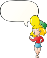cartoon woman with big hair with speech bubble in smooth gradient style png
