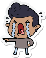 sticker of a cartoon crying man png