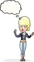 cartoon cool girl with thought bubble png