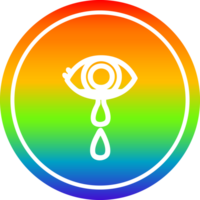 crying eye circular icon with rainbow gradient finish png
