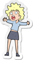 sticker of a cartoon frightened woman png