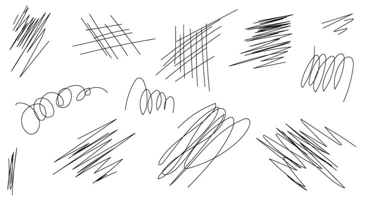 Marker drawn scribble vector. Childish drawing. Hand draws calligraphy swirls. Curly brush strokes, marker scrawls as graphic design elements