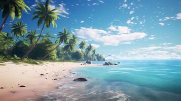 AI generated Tropical Beach Paradise with Lush Palms photo