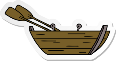 hand- getrokken sticker tekenfilm tekening van een houten rij boot png