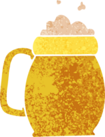 retro illustration style quirky cartoon pint of beer png