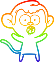 rainbow gradient line drawing of a cartoon shocked monkey png